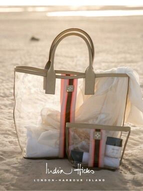 India Hicks Pink Sands Clear Tote and Pouch - Original Packaging - New